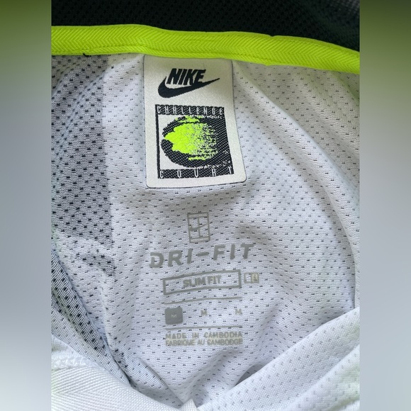 NEW MED Nike Challenge Court Neon Green Teal Splatter Retro Tennis Polo Agassi - Picture 3 of 8